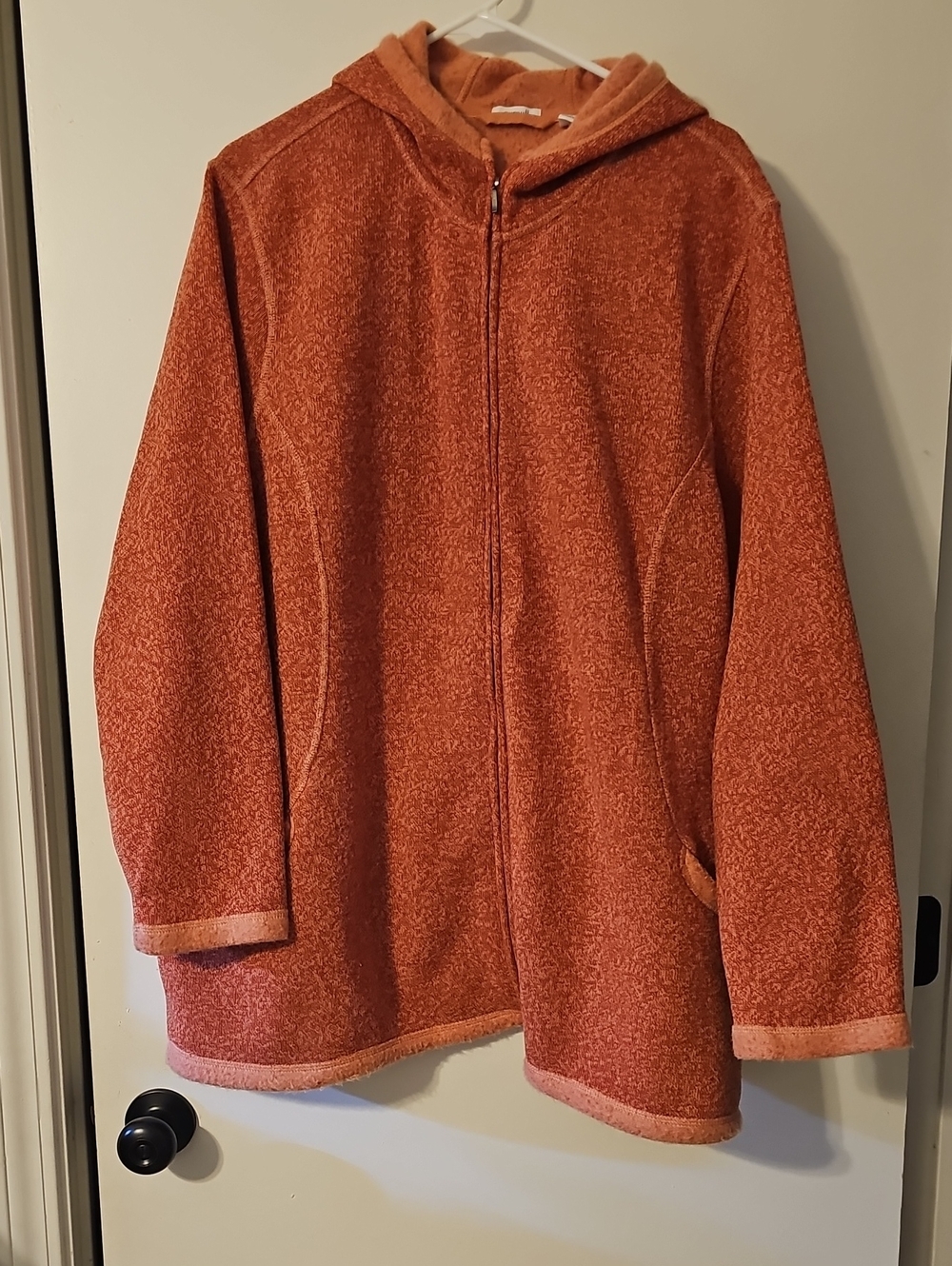 PureJill Super Soft Hooded Full Zip Jacket in Rust Orange Size Women's 3X